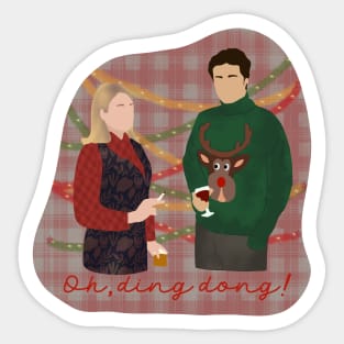Bridget Jones and Mr Darcy Christmas Jumper Sticker